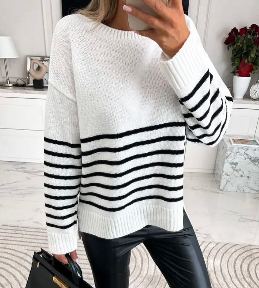 White Stripped Sweater