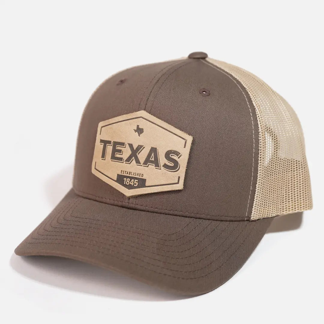 Texas Leather Patch Hat Brown