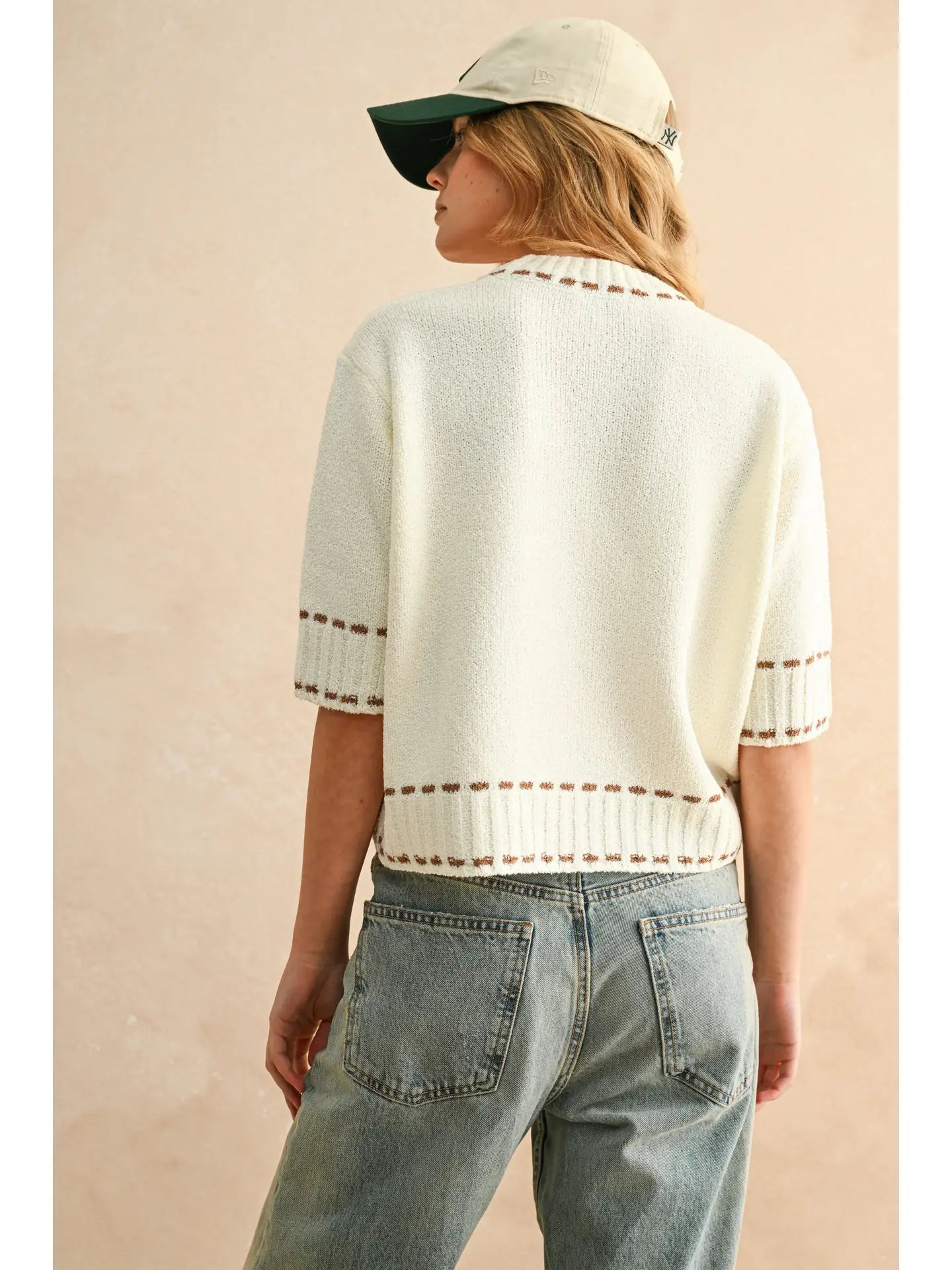Detailed Short Sleeve Sweater