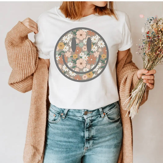 Floral Happy Face Tee