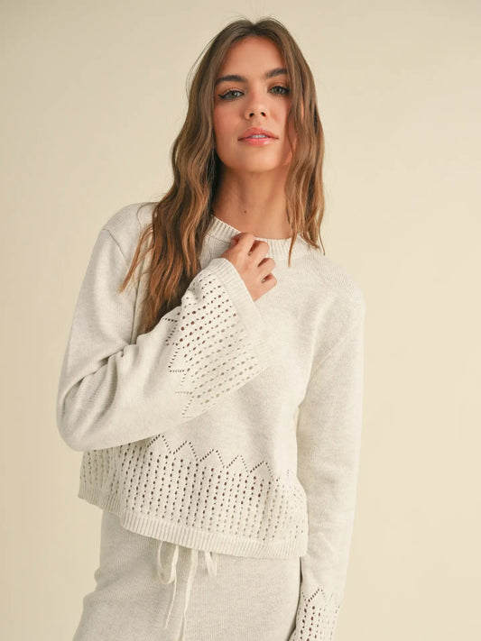 Border Crochet Knitted Sweater