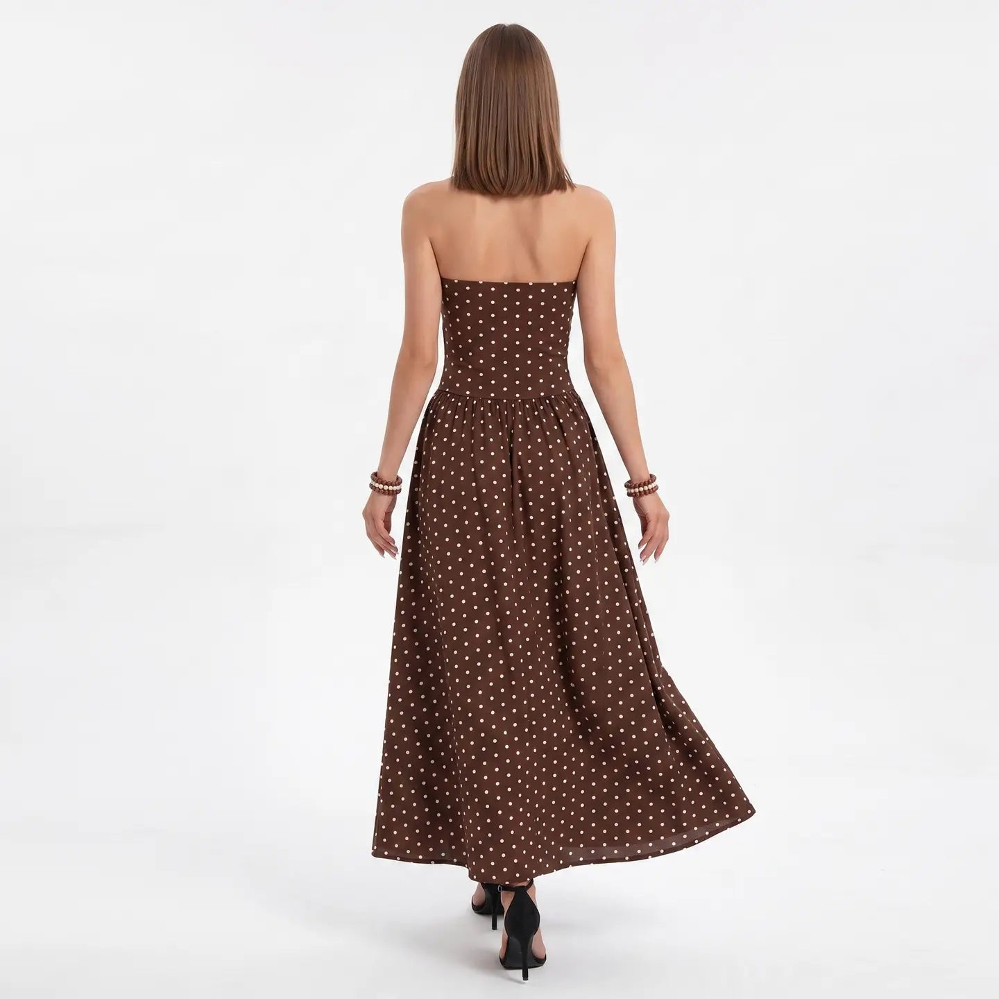 Polka Dot Strapless Maxi Dress