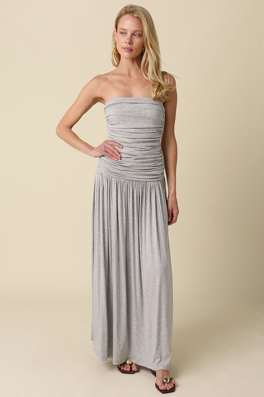 Sienna Strapless Ruched Maxi Dress