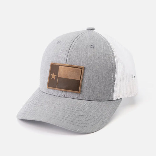 Leather Texas Flag Hat grey